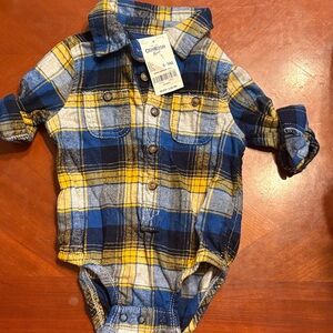OshKosh B'gosh Blue and Yellow Plaid Button-Front One-Piece